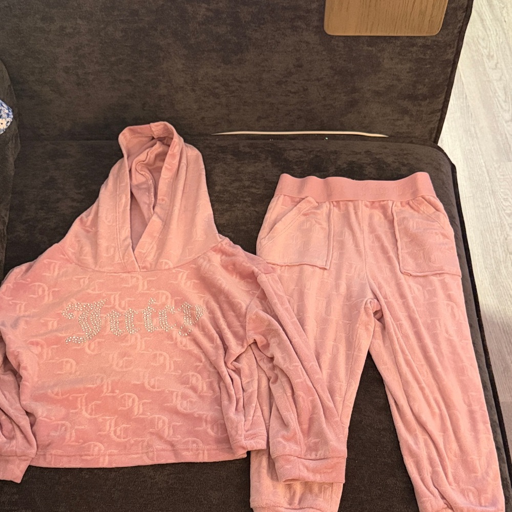 Juicy Couture Light Pink Velour Top with Rhinestones